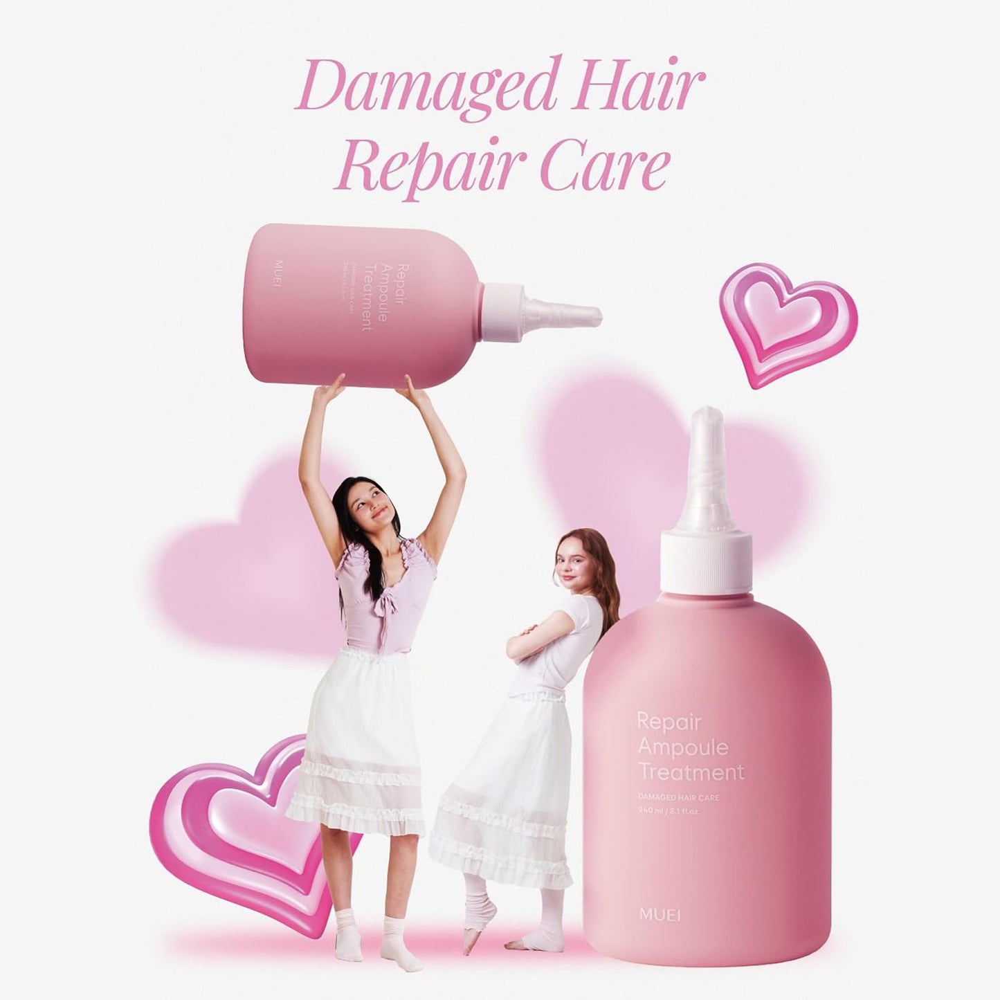 White Smoke MUEI Repair Ampoule Treatment - Korean Hair care with Self Hair Salon Care for Extremely Damaged Hair - a heat effect | Tangleless hair | probarrier ceramide | Protein | Propolis, 8.11 fl.oz