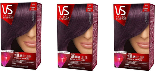 White Smoke Vidal Sassoon Pro Series Permanent Hair Dye, 3VR Deel Velvet Violet Hair Color, Pack of 3