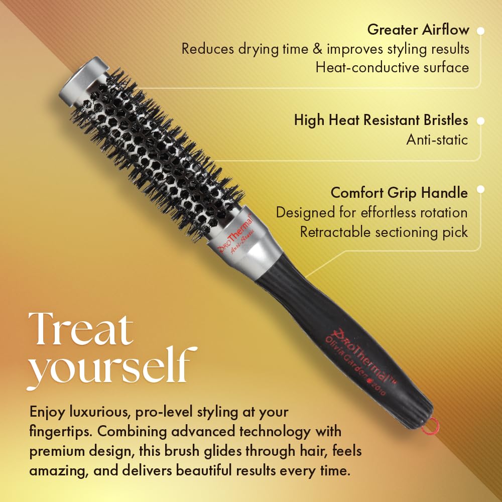 Sandy Brown Olivia Garden ProThermal Anti-Static Round Hair Brush (not electrical) (1")