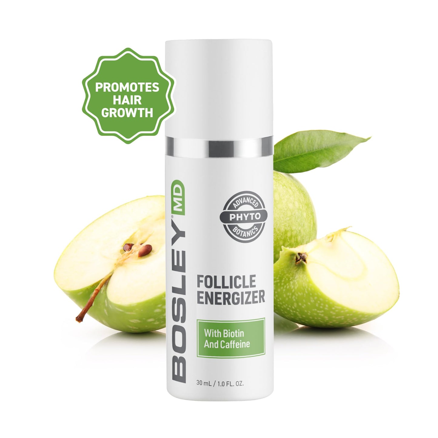 White Smoke BosleyMD Healthy Hair & Scalp Follicle Energizer – DHT-Blocking Leave-In Serum with Biotin, Caffeine, Panthenol & Apple Stem Cell - Strengthens Hair Follicles & Promotes Thicker, Fuller Hair, 1 Fl Oz