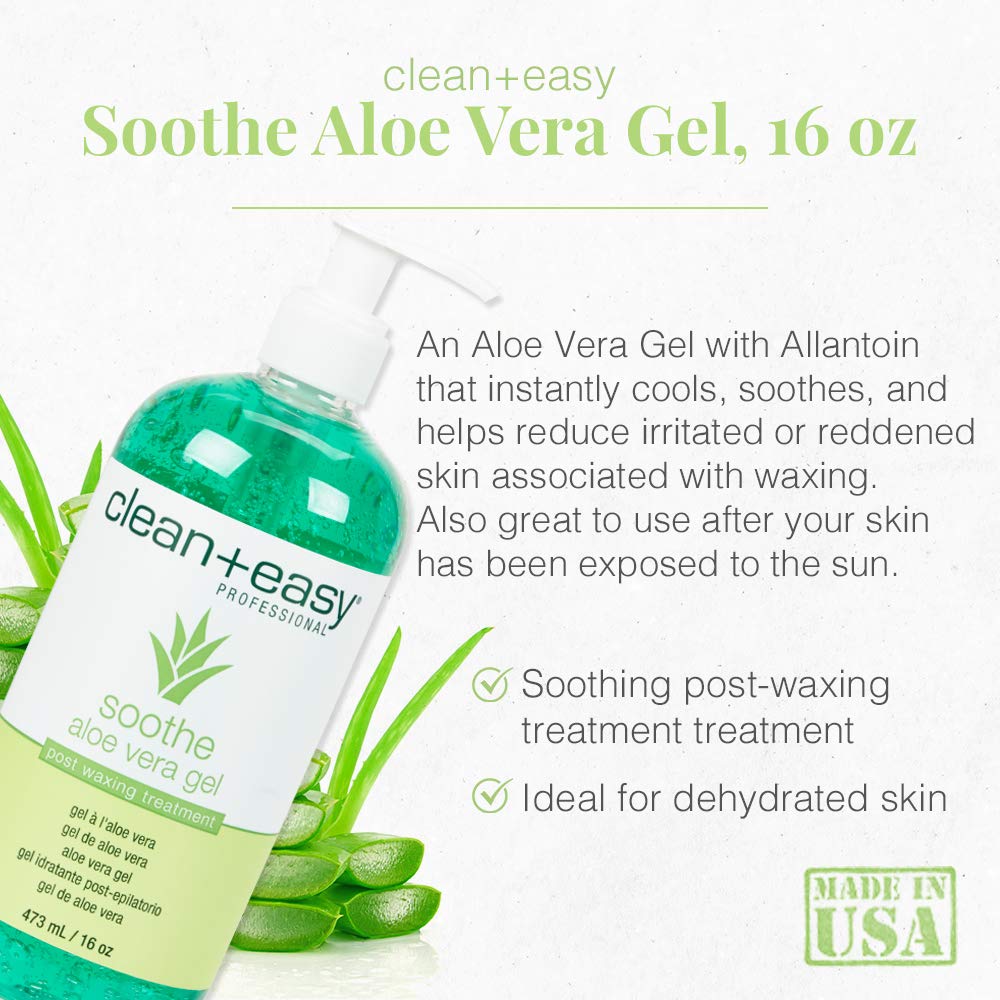 White Smoke Clean + Easy Post Waxing Treatment, Aloe Vera Gel for After Wax Care, Soothes Irritated Skin, Non-Greasy, Removes Excess Wax Residue, 16 oz