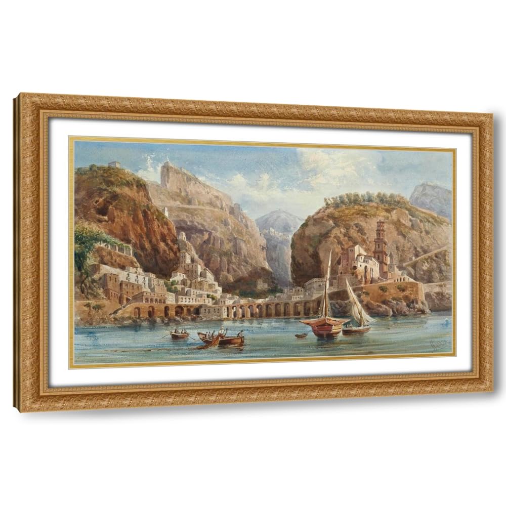 White Smoke ArtDirect Fishing at Atrani on the Amalfi coast Custom Framed Art Print Giclee Print or Canvas Options with Various Sizes and Customization by Giovanni Lanza