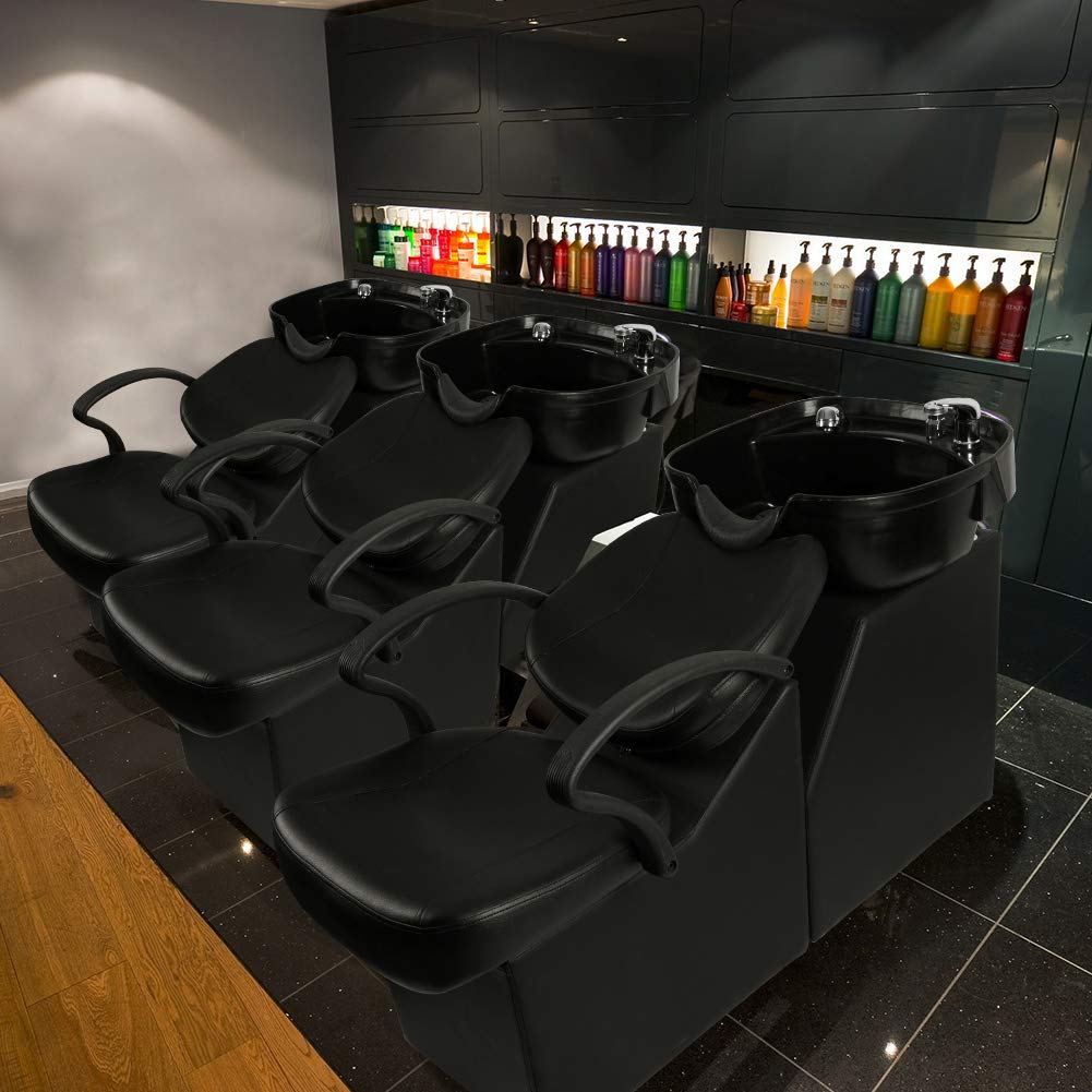 Black Polar Aurora New Backwash Barber Chair ABS Plastic Shampoo Bowl Sink Unit Station Spa Salon Equipment