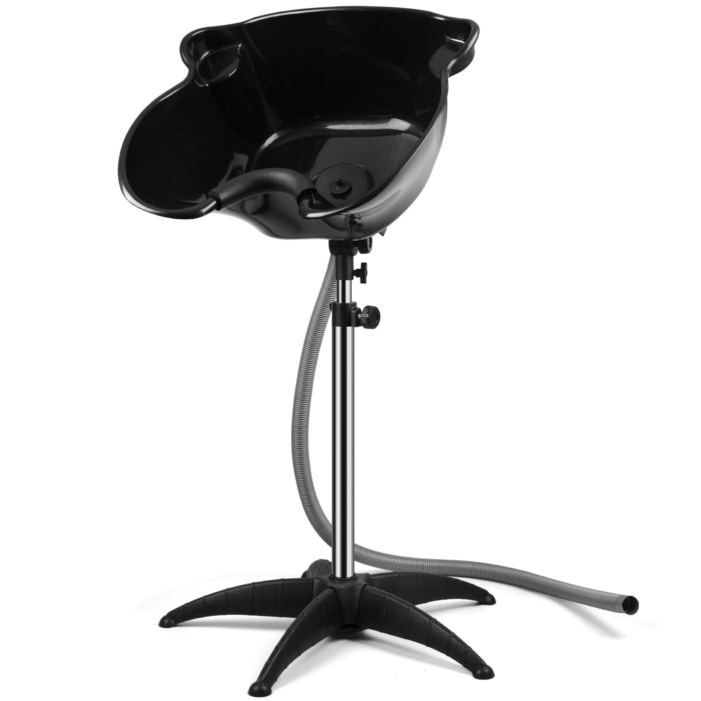 White Smoke Portable Shampoo Bowl, 270 Degree Rotation of Hair Washing Basin, Height Adjustable Salon Sink with Drain Hoses for Home Salon Use (Black)