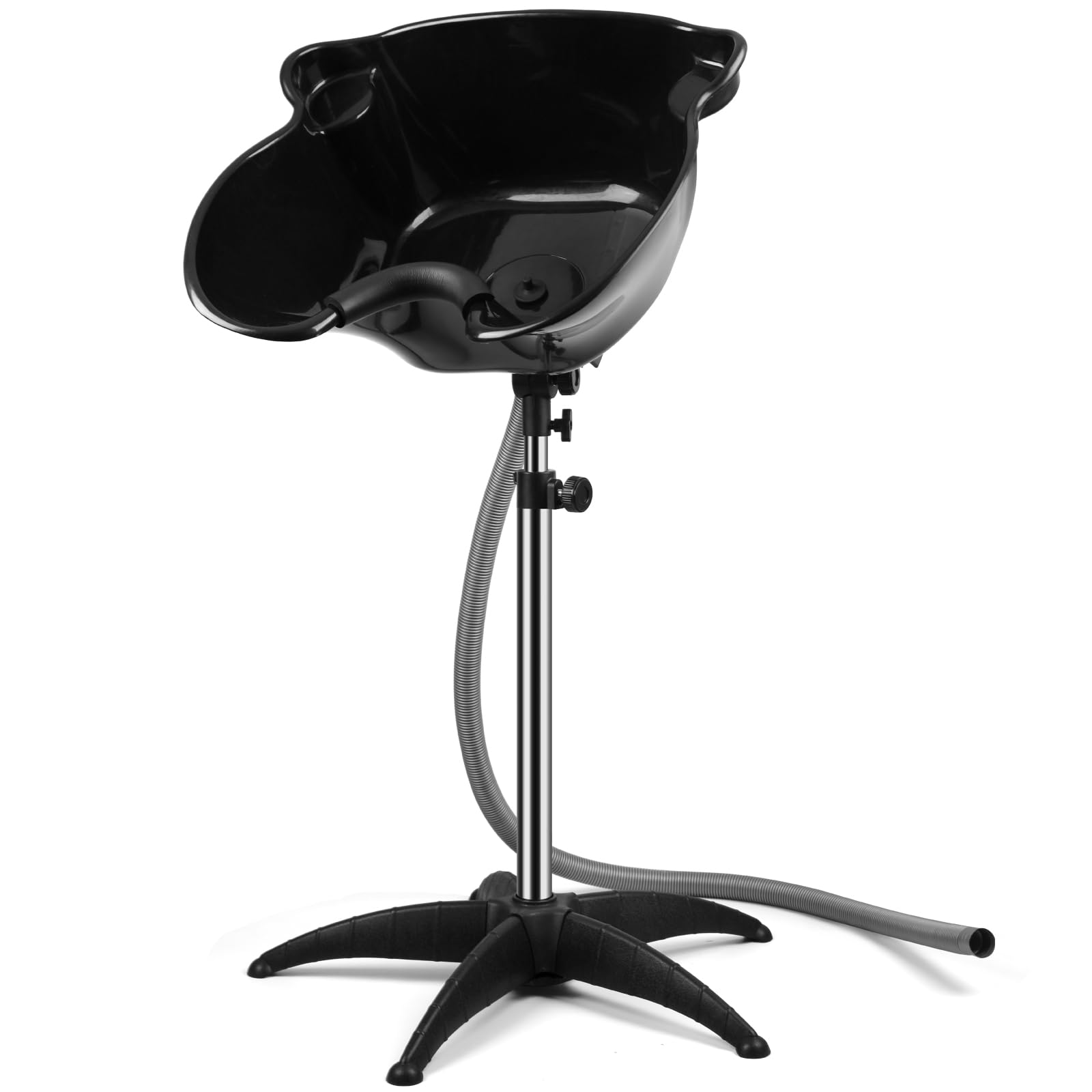 White Smoke Portable Shampoo Bowl, 270 Degree Rotation of Hair Washing Basin, Height Adjustable Salon Sink with Drain Hoses for Home Salon Use (Black)