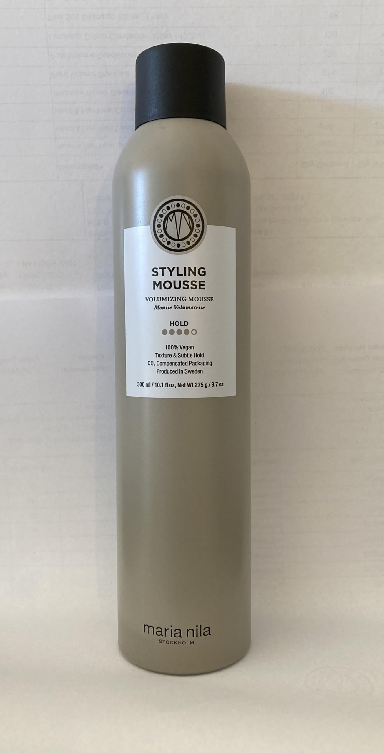 Gray Maria Nila Styling Mousse, Hold 4/5, Gives Volume & Reduces Static Hair, Antioxidant Preserves Hair Color, 100% Vegan & Sulfate/Paraben free, 10.1 Fl Oz