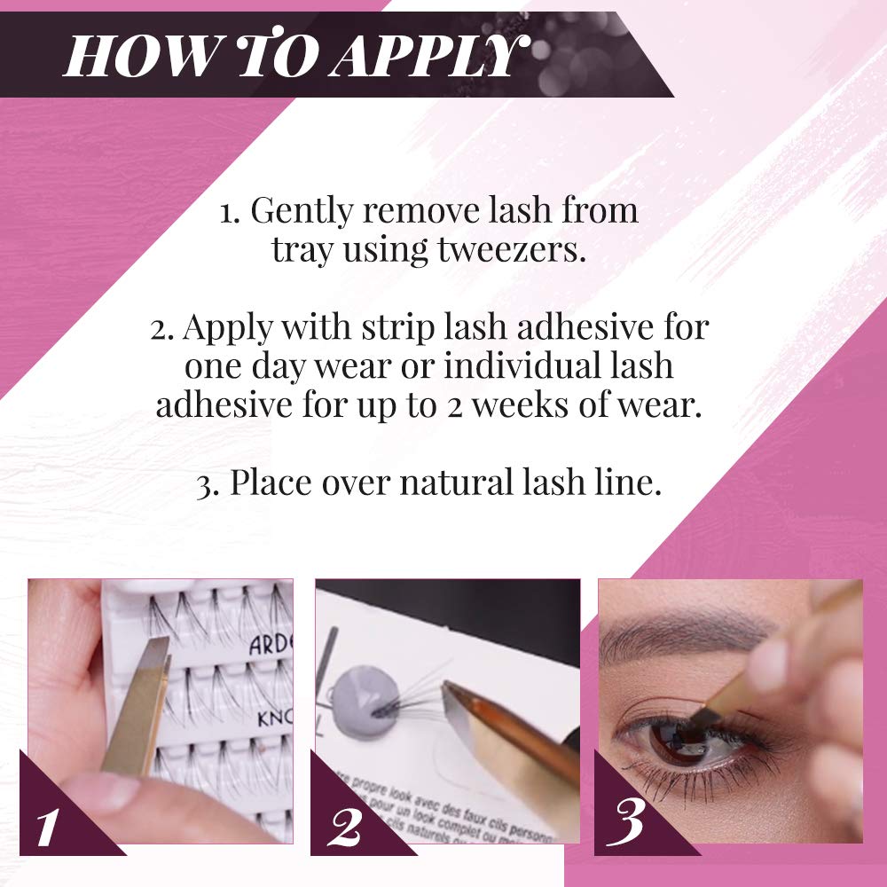 White Smoke Ardell Individual Lashes Double Up - Medium Black, DIY, Cluster Eyelash Extensions, Knot-Free Eyelash Clusters, Lash Extension, 4 Pack