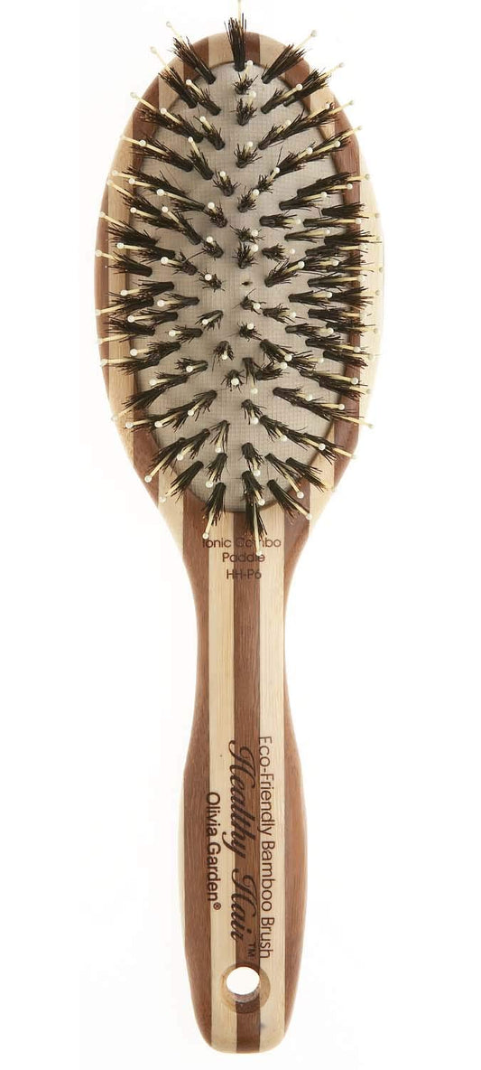 White Smoke Olivia Garden Healthy Hair Eco-Friendly Bamboo Ionic Paddle Hair Brush (Combo)