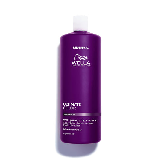 Midnight Blue Wella Professionals Ultimate Color Shampoo | Color Vibrancy & Scalp-Soothing Formula | Sulfate Free | For All Color-Treated Hair | 33.8 Fl Oz | 1L