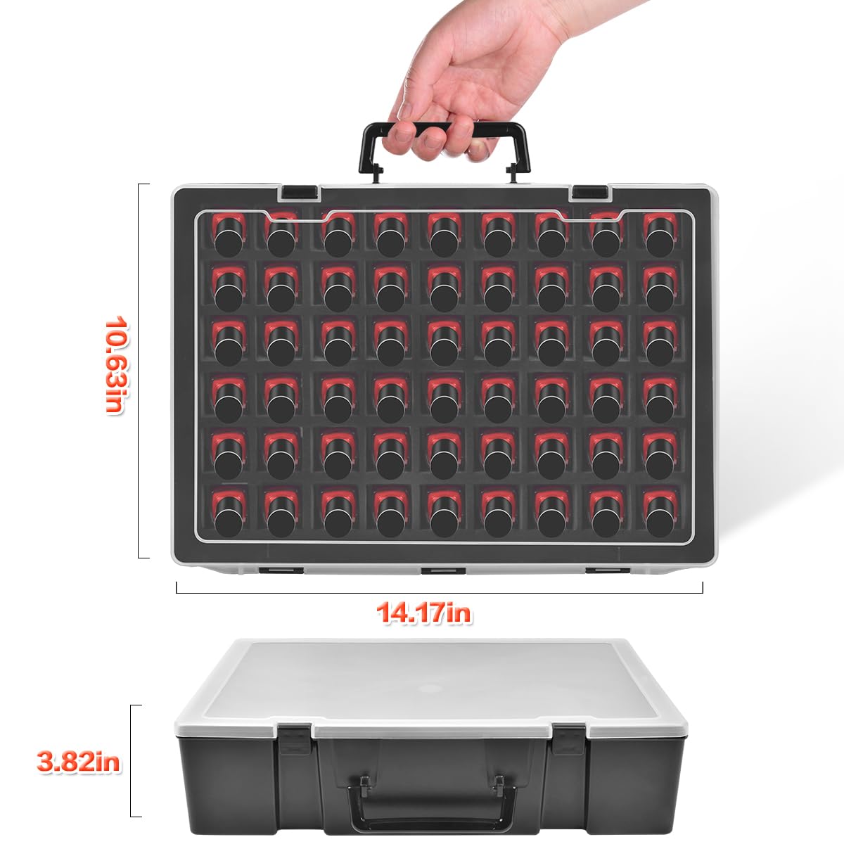 White Smoke ALCYON Universal Nail Polish Holder & Organizer Contains 54 Bottles for Gellen, for Beetles, for Sally Hansen, for OPI, for Essie and Other Fingernail Polish (ONLY A CASE)-Black