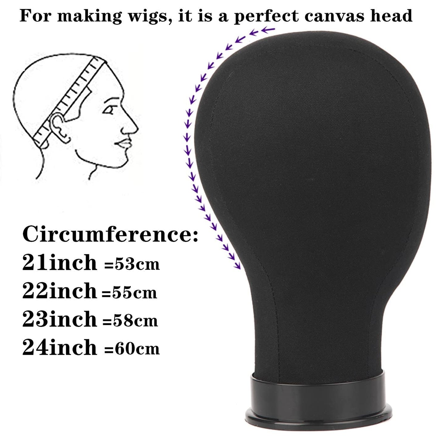 White Smoke GOODColla Mannequin Canvas Head with Wig Stand for Making Display, Cork Canvas Block Head with Wig Caps, Canvas Mannequin Head with T Pins Set Hair Styling Practice Display