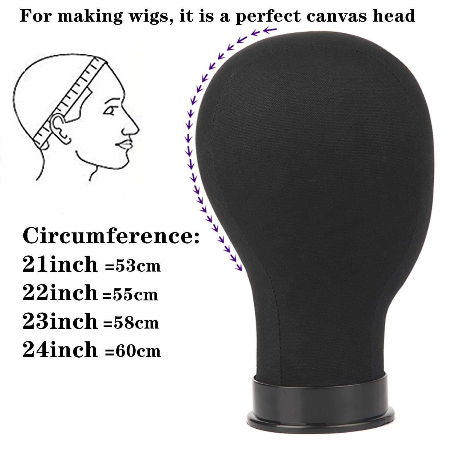 White Smoke GOODColla Mannequin Canvas Head with Wig Stand for Making Display, Cork Canvas Block Head with Wig Caps, Canvas Mannequin Head with T Pins Set Hair Styling Practice Display