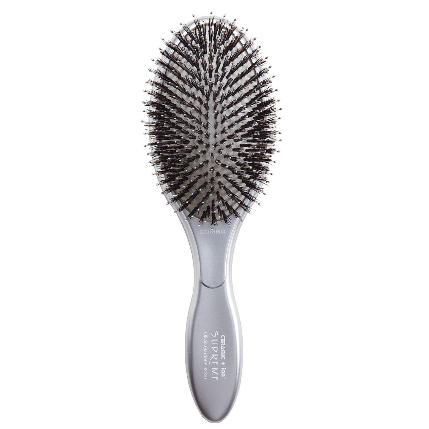White Smoke Olivia Garden Ceramic + Ion Supreme Paddle Hair Brush for Men and Women - Professional Boar Bristle Hair Brush for All Hair Lengths - Frizz-Free Results