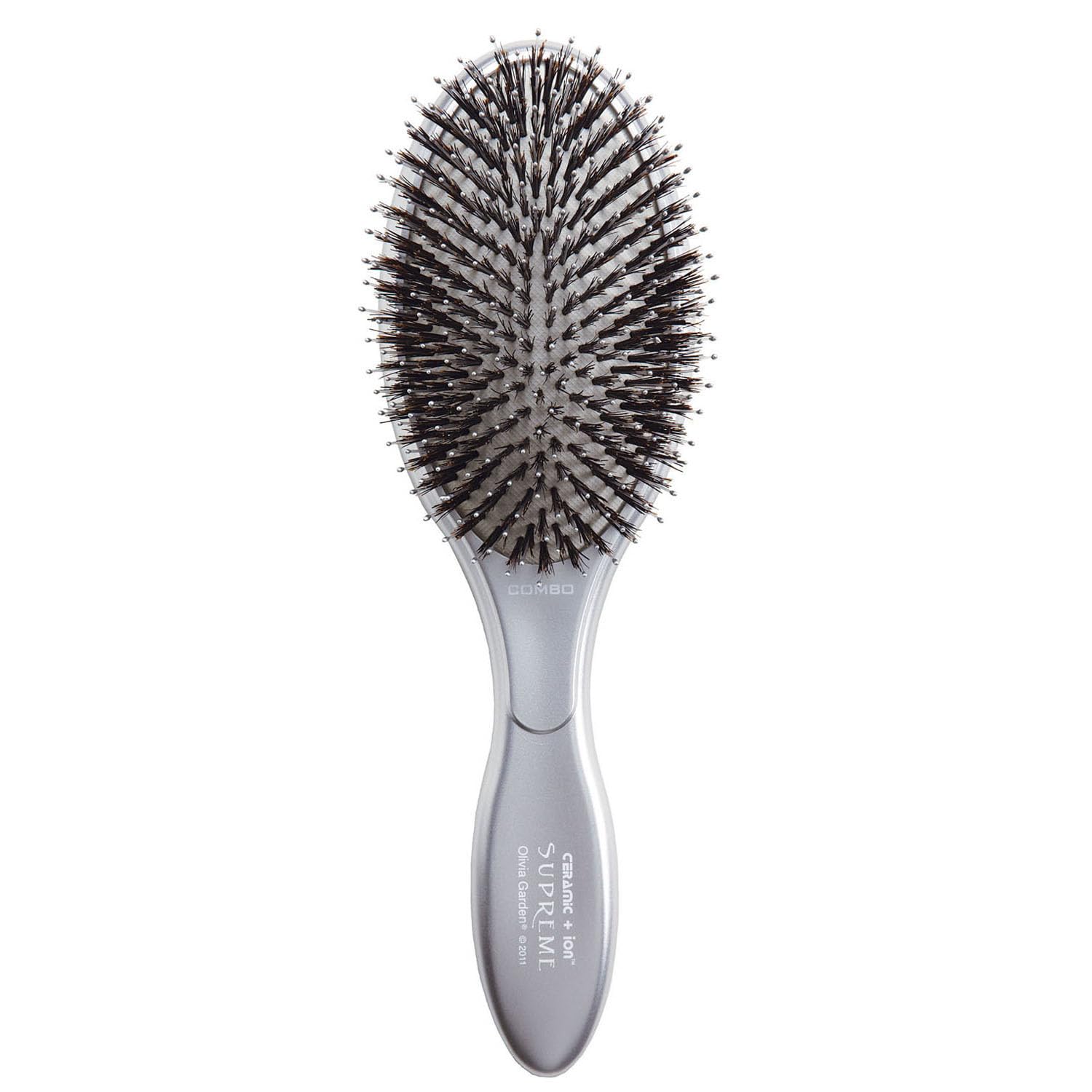White Smoke Olivia Garden Ceramic + Ion Supreme Paddle Hair Brush for Men and Women - Professional Boar Bristle Hair Brush for All Hair Lengths - Frizz-Free Results