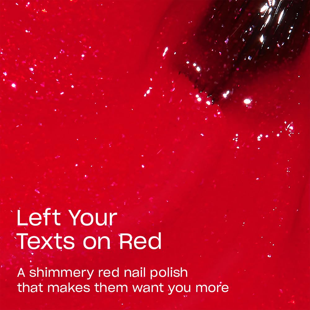 Firebrick OPI Nail Lacquer Left Your Texts on Red | Sheer Bright Red Shimmer Chip Resistant Nail Polish | Me, Myself Collection