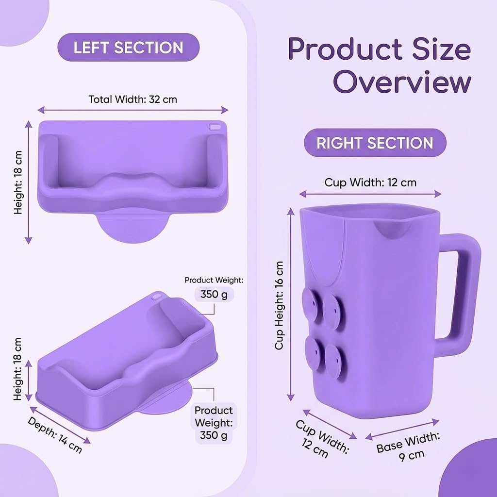 Lavender Blush Portable Hair Washing Station for Kids – Silicone Hair Washing Basin for sink and Teens,Tear-Free Shampoo Bowl with baby bath Rinse Cup, Neck Support for Kids-Purple