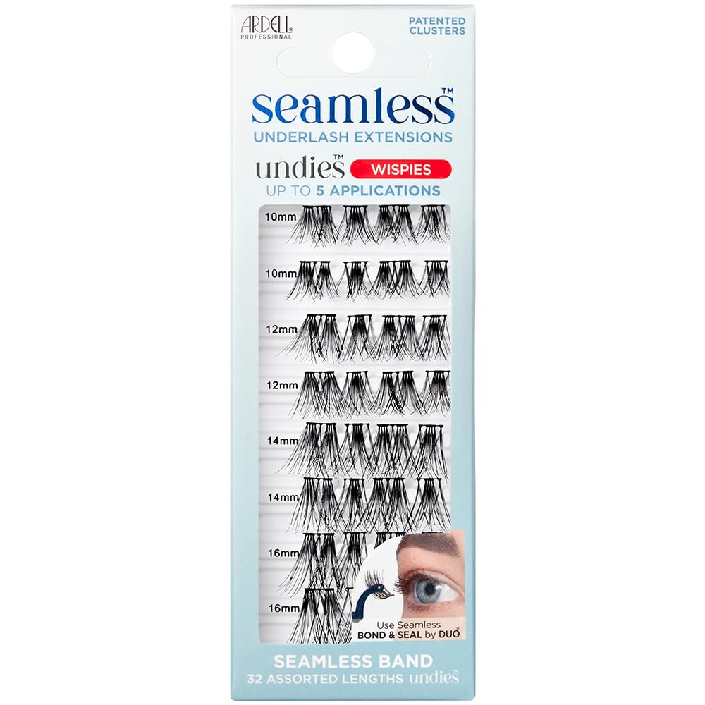 White Smoke Ardell Seamless Eyelash Extensions Refill Kit, Wispies - 32 Assorted Cluster Lengths, Customizable DIY Lash Clusters for Natural Look Lashes