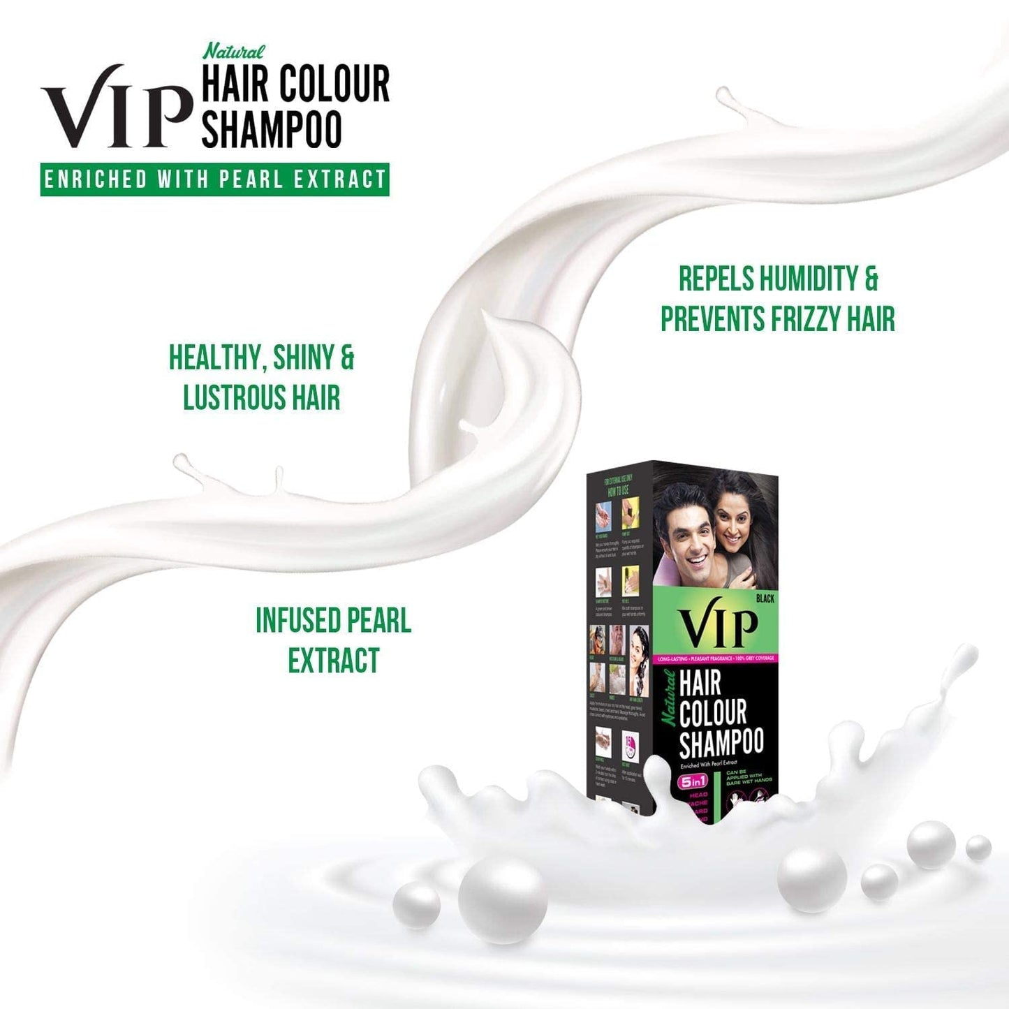 White Smoke VIP 5 in 1 Hair Colour Shampoo base Hair Color 180 ml Black Hair Colour