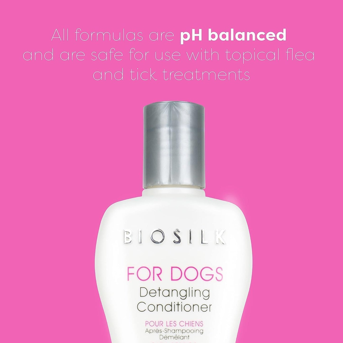 Hot Pink BioSilk for Dogs Silk Therapy Dog Detangling Conditioner, Dog Coat Conditioner to Help Smooth Knots and Tangles and Support Soft Manageable Coats During Routine Grooming, 12 Fl Oz - 2 Pack