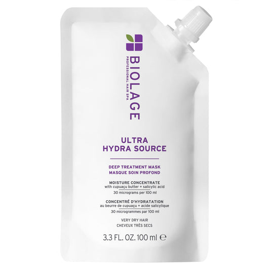 White Smoke Biolage Ultra Hydra Source Deep Treatment Mask - Intense Hydration, For Very Dry, Thick Hair, With Micro-dosed with Cupuaçu Butter & Salicylic Acid, 3.4 Fl Oz, Packaging may vary