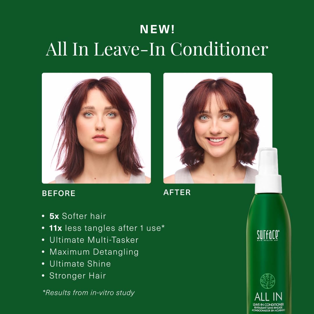 Dark Green SURFACE Hair ALL IN Leave In Conditioner - Detangles, Controls Frizz & Strengthens for All Hair Types- 6 fl oz
