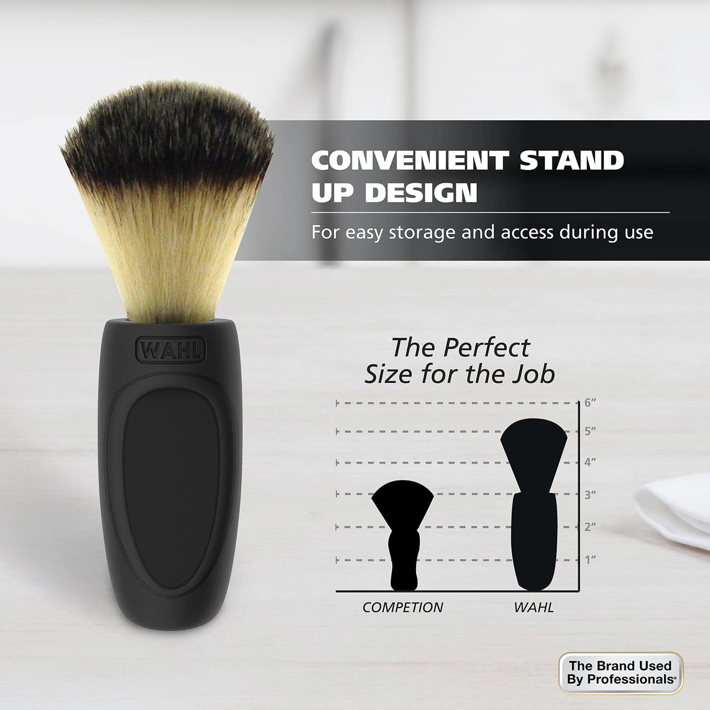 Light Gray Wahl Clipper Neck Duster Brush for Removing Excess Hair During Hair Cutting, Beard Trimming, and Shaving at Home - 3512