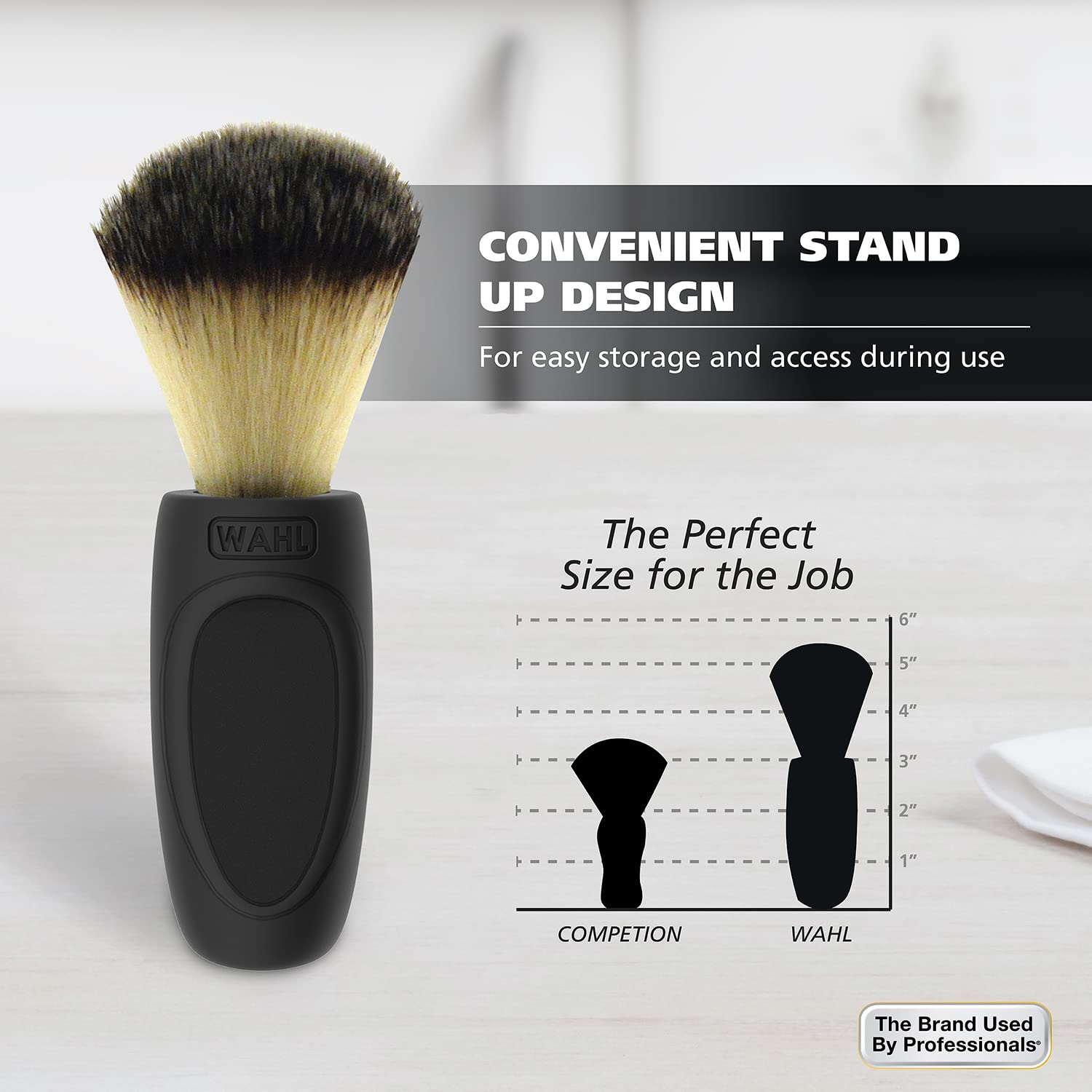 Light Gray Wahl Clipper Neck Duster Brush for Removing Excess Hair During Hair Cutting, Beard Trimming, and Shaving at Home - 3512