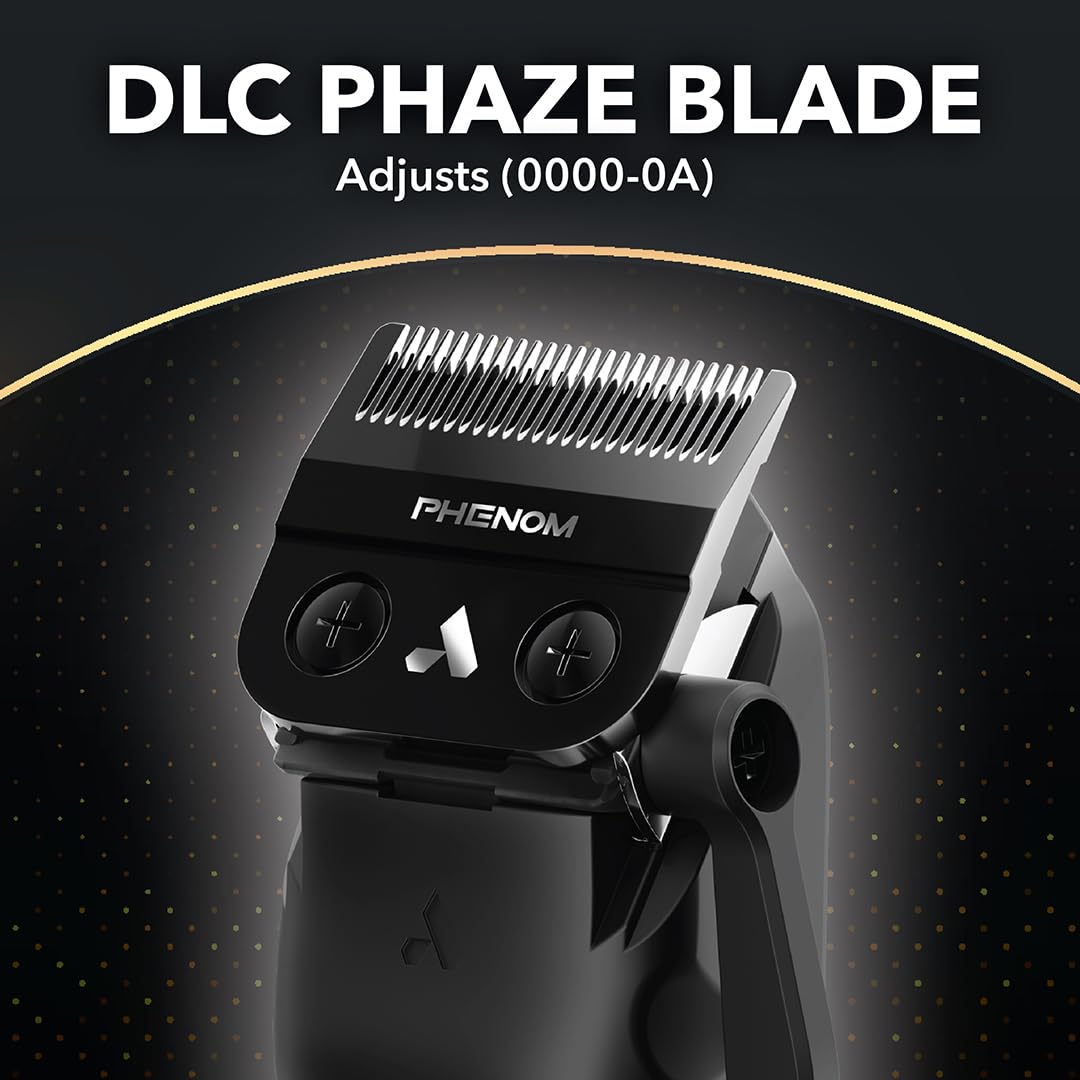Black Andis 562312 Phenom Professional Corded/Cordless Hair Clipper, Adjustable Phaze Blade, Close Cutting, Gold