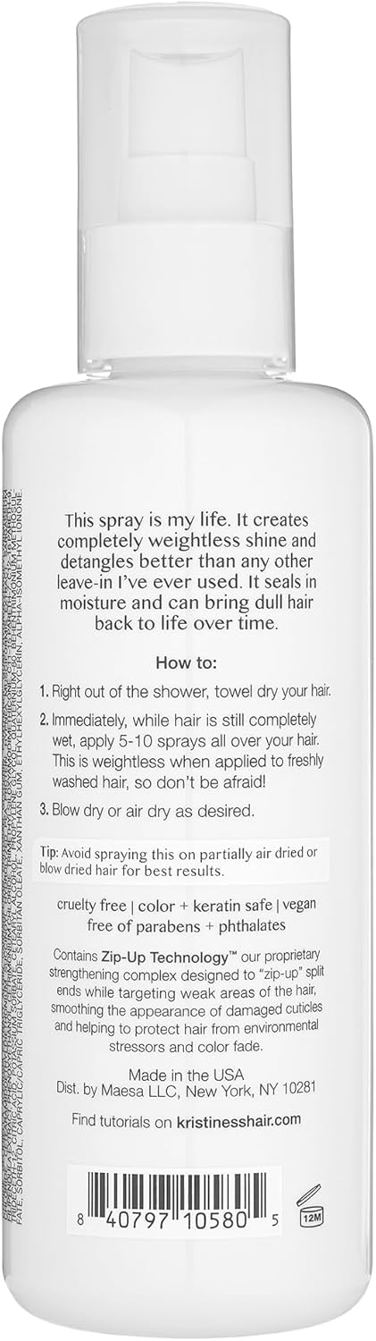 Lavender Kristin Ess Hair Hydrating Salon Leave In Conditioner Spray for Strength + Shine - Lightweight Anti Frizz Detangler for Women - Sulfate Free + Color Safe - Castor Oil Moisture Bond Repair Spray