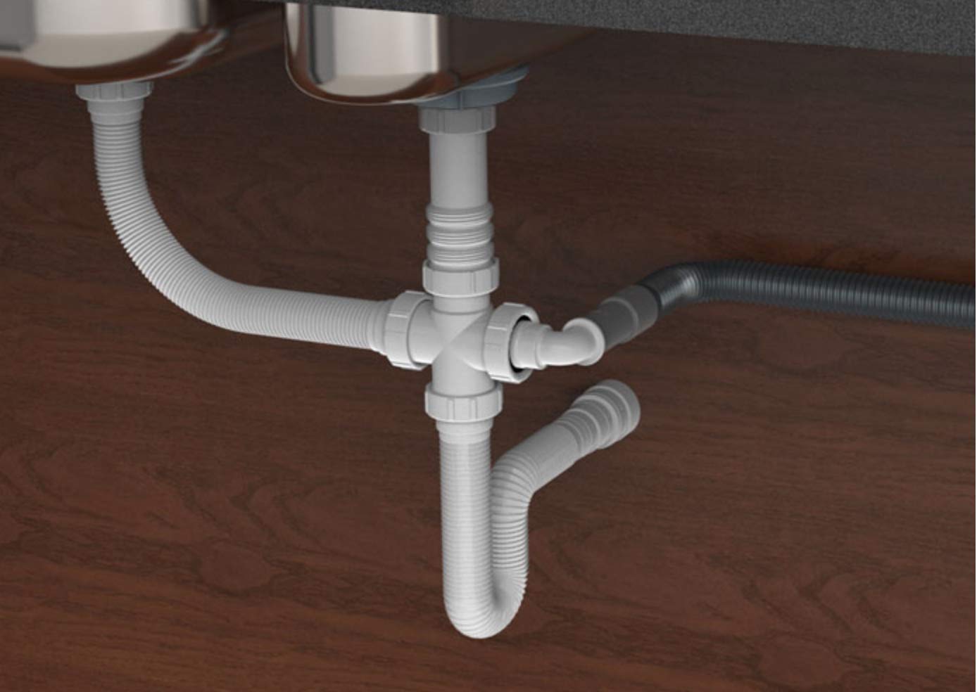 Dark Slate Gray Flexible P-Trap for 1-1/2" Drain Pipes (White - 39 Inch Length) with Adjustable Connections for Kitchen Sinks and Shampoo Bowls, Compatible with Various Sink Configurations