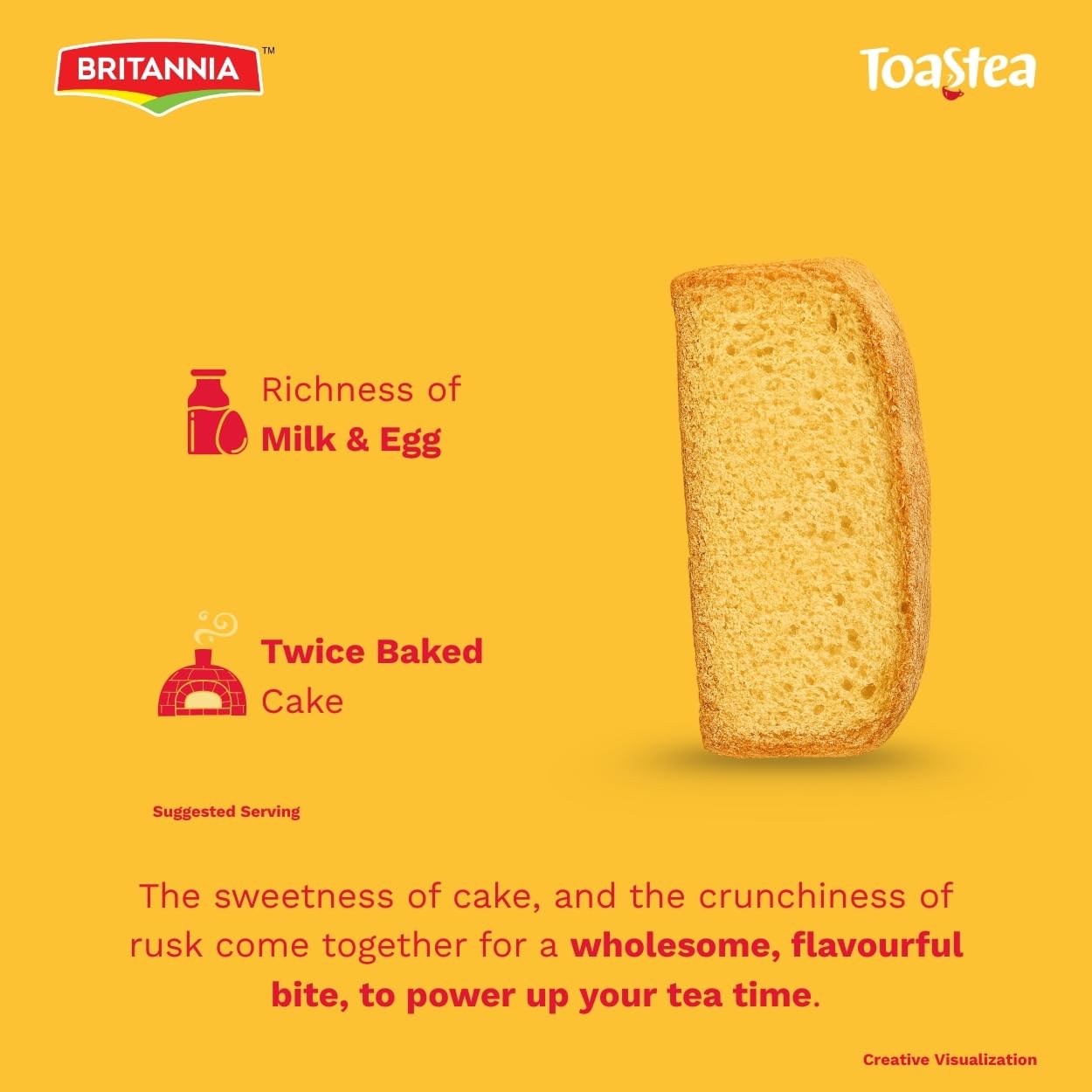 Goldenrod Britannia Tostea Cake Rusk Smooth & Soft Twice-Baked Cake Made with Milk & Egg Delicious Snack for Breakfast & Tea Time 19.4oz (550g) Pack of 1