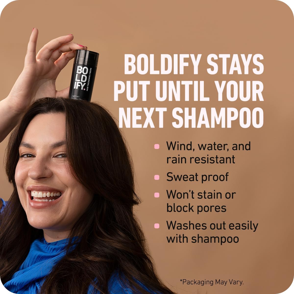Rosy Brown BOLDIFY Hair Fibers (12g) - Fill In Thinning and Fine Hair for an Instantly Fuller, Thicker Look - 14 Shades for Women & Men - Black