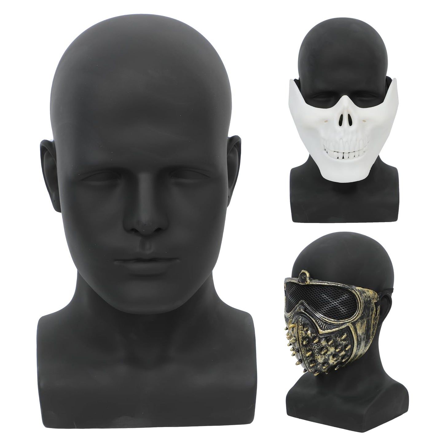 Dark Slate Gray AMLUCKS Male Mannequin Head Professional PVC Manikin Head for Display Wigs Hats Headphone Mask Sunglasses Scarf Jewelry Display Stand (Black)