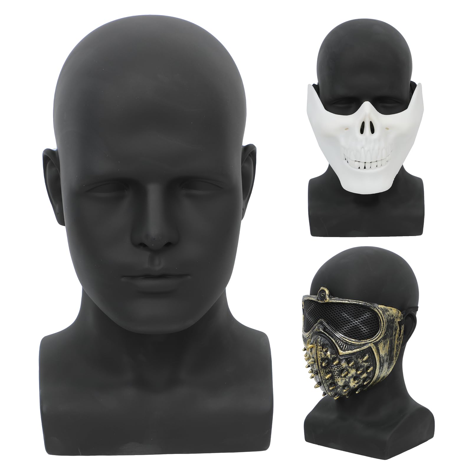 Dark Slate Gray AMLUCKS Male Mannequin Head Professional PVC Manikin Head for Display Wigs Hats Headphone Mask Sunglasses Scarf Jewelry Display Stand (Black)