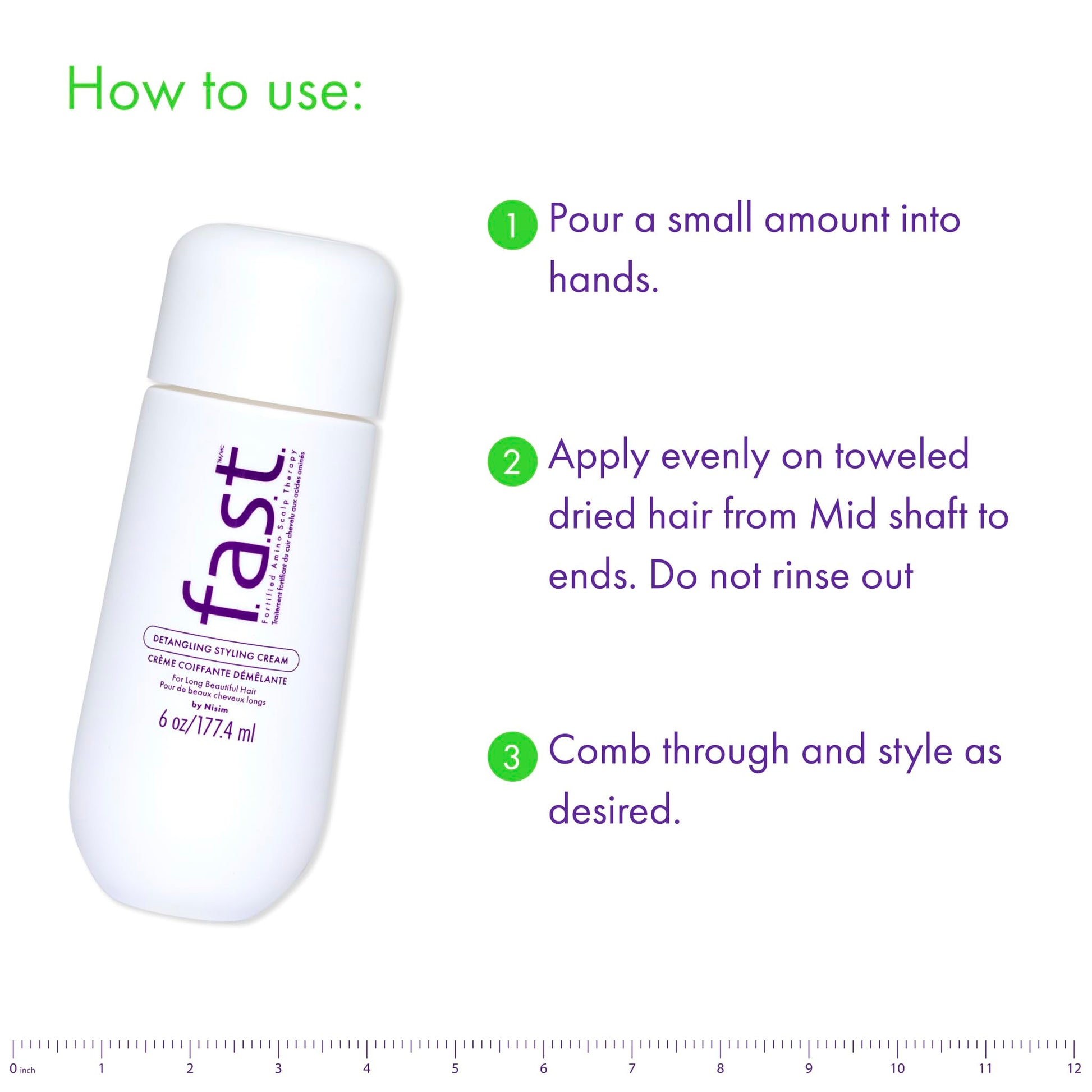 White Smoke Nisim F.A.S.T. Fortified Amino Scalp Therapy Detangling Styling Cream for Long Beautiful Hair, 3 oz (6 oz)