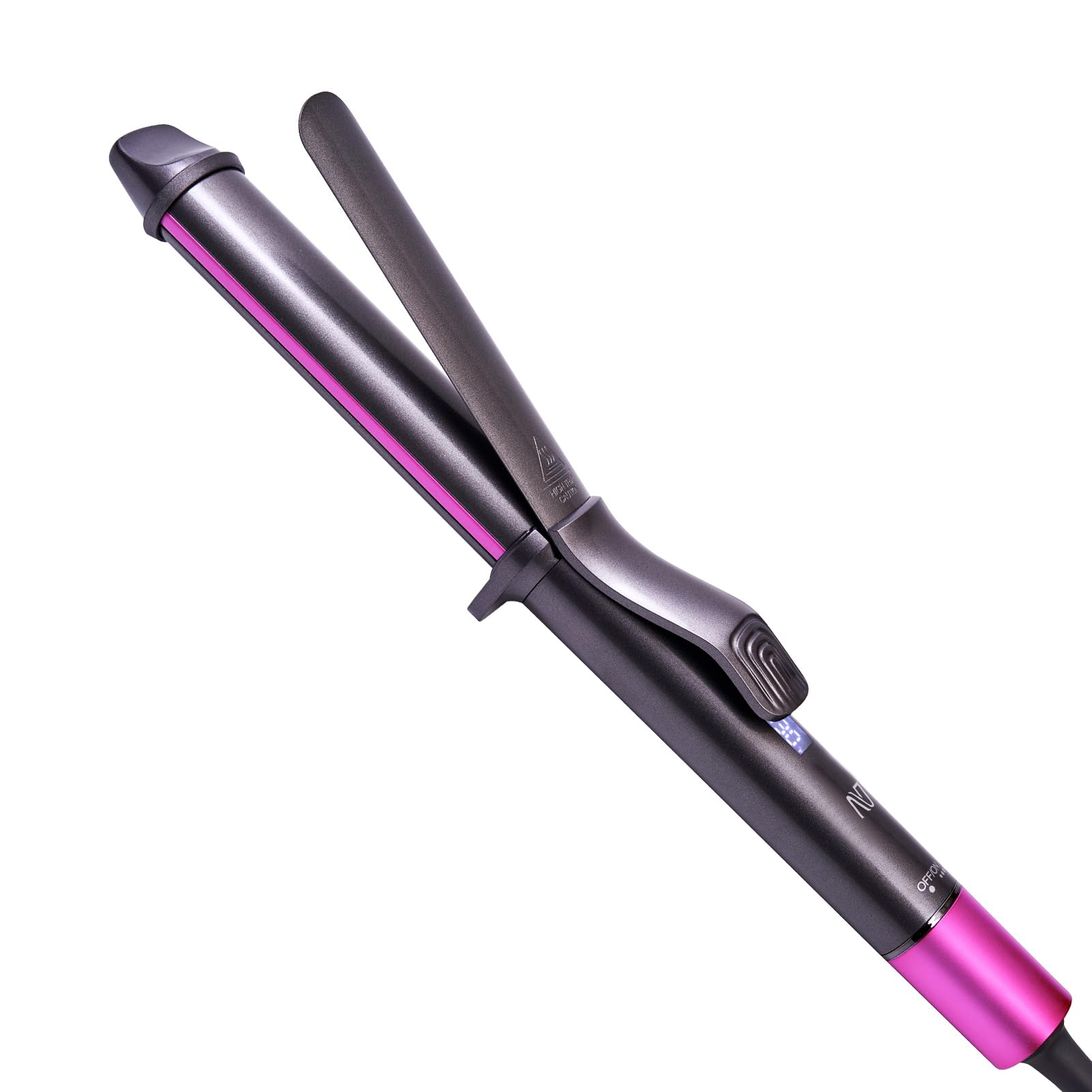 White Smoke Nycoba Curling Iron, 1 1/4 Inch Hair Curling Wand with Ceramic Coating, Professional Hair Curler, Fast Heating up to 430°F, Wide Voltage for Worldwide, 60 Mins Auto Off, Magenta