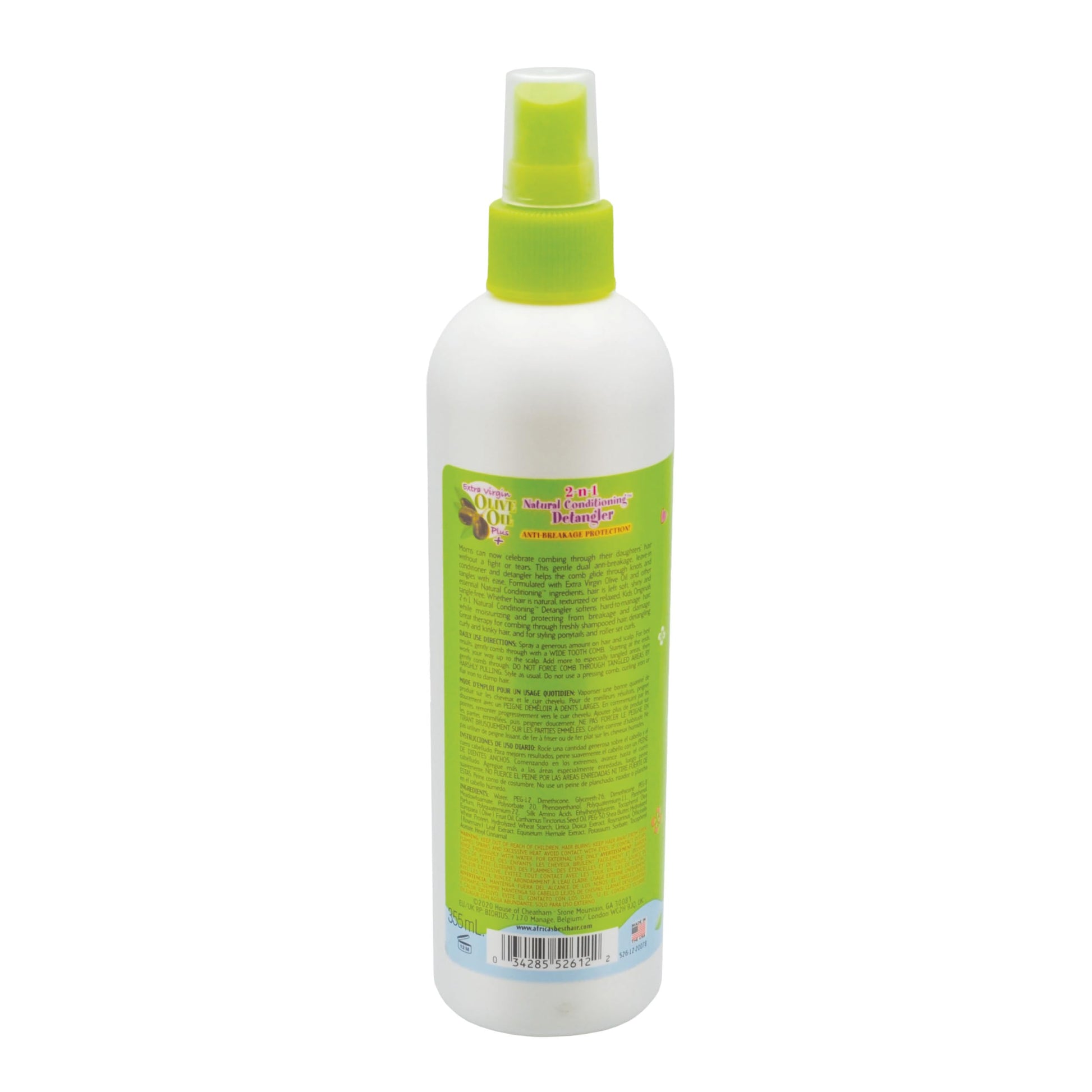 White Smoke Originals by Africa's Best Kids 2-n-1 Natural Conditioning Detangler, 12oz Bottle, Formulated with Extra Virgin Olive Oil, For Natural, Texturized, or Relaxed Hair