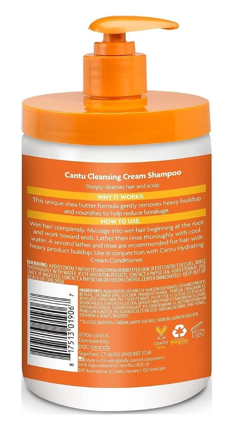 White Smoke Cantu Shea Butter Shampoo Cleansing Cream 25 Ounce Pump (Pack of 2)