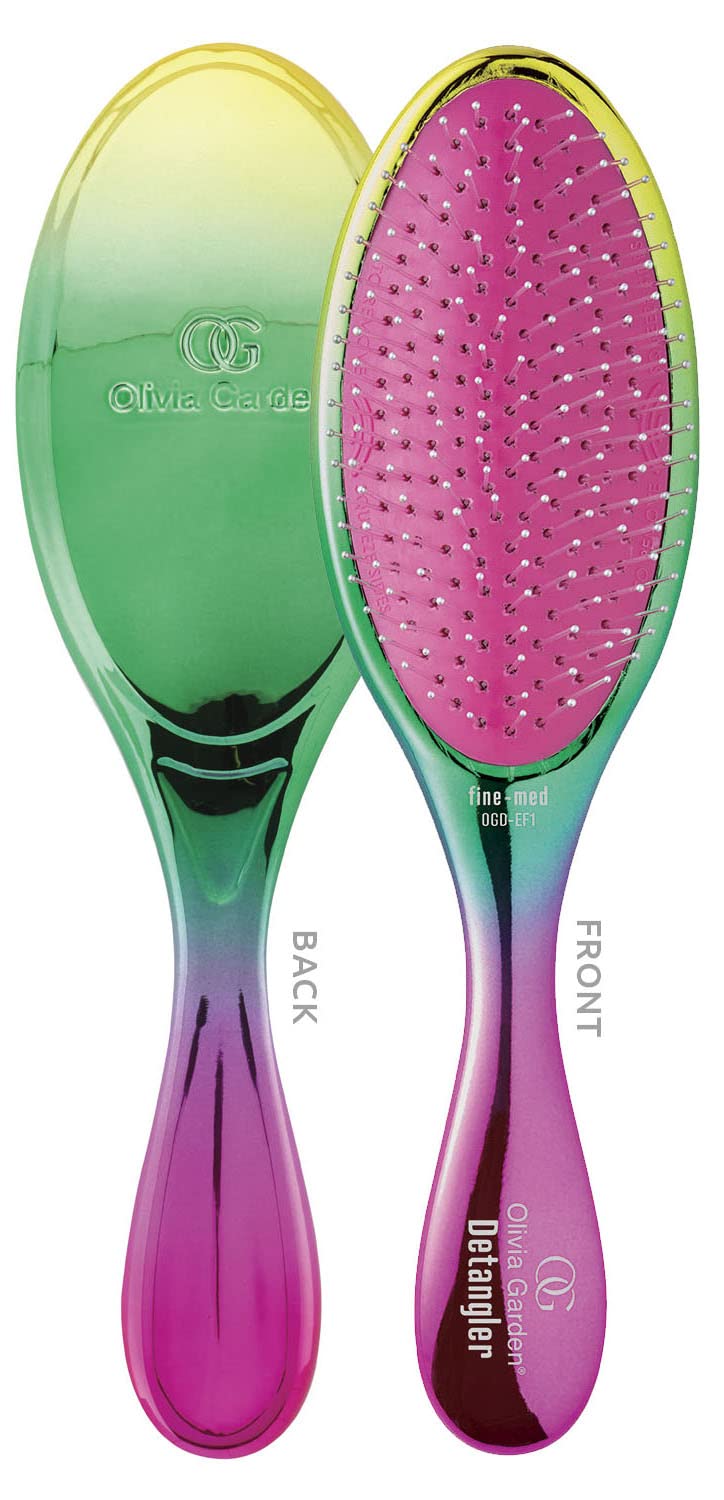 White Smoke Olivia Garden Aurora Detangler Brush for Wet and Dry Fine to Medium Hair - Detangling Brush for Women, Men, Kids – Aurora Rainbow