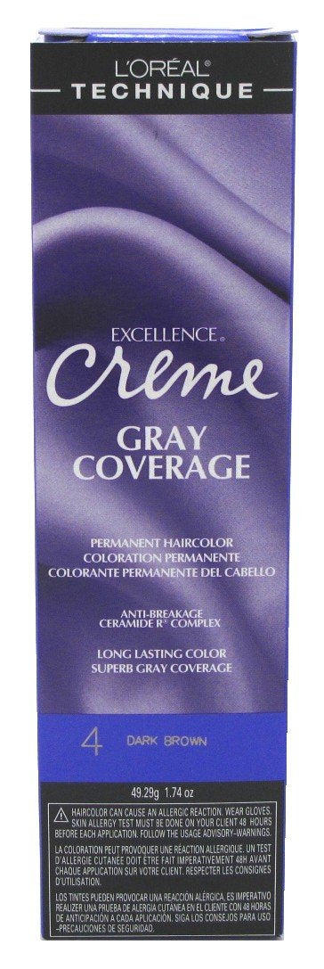 Dark Slate Blue L'Oréal Technique Excellence Crème Permanent Hair Color - Long-Lasting Hair Dye, Rich Formula With No-Drip Application, Superb Gray Coverage, Dark Brown