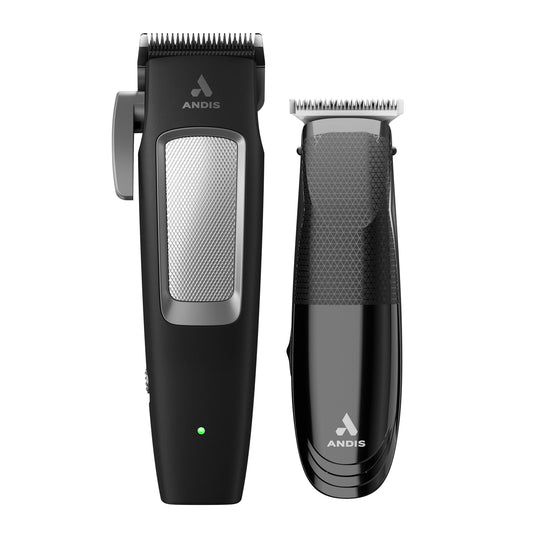 White Smoke Andis 561506 inCRED Cordless Adjustable Hair Clipper & Close-Cutting T-Blade Trimmer Combo Set, 23-Piece Kit, Powerful Motor, Lithium-Ion Battery, Black