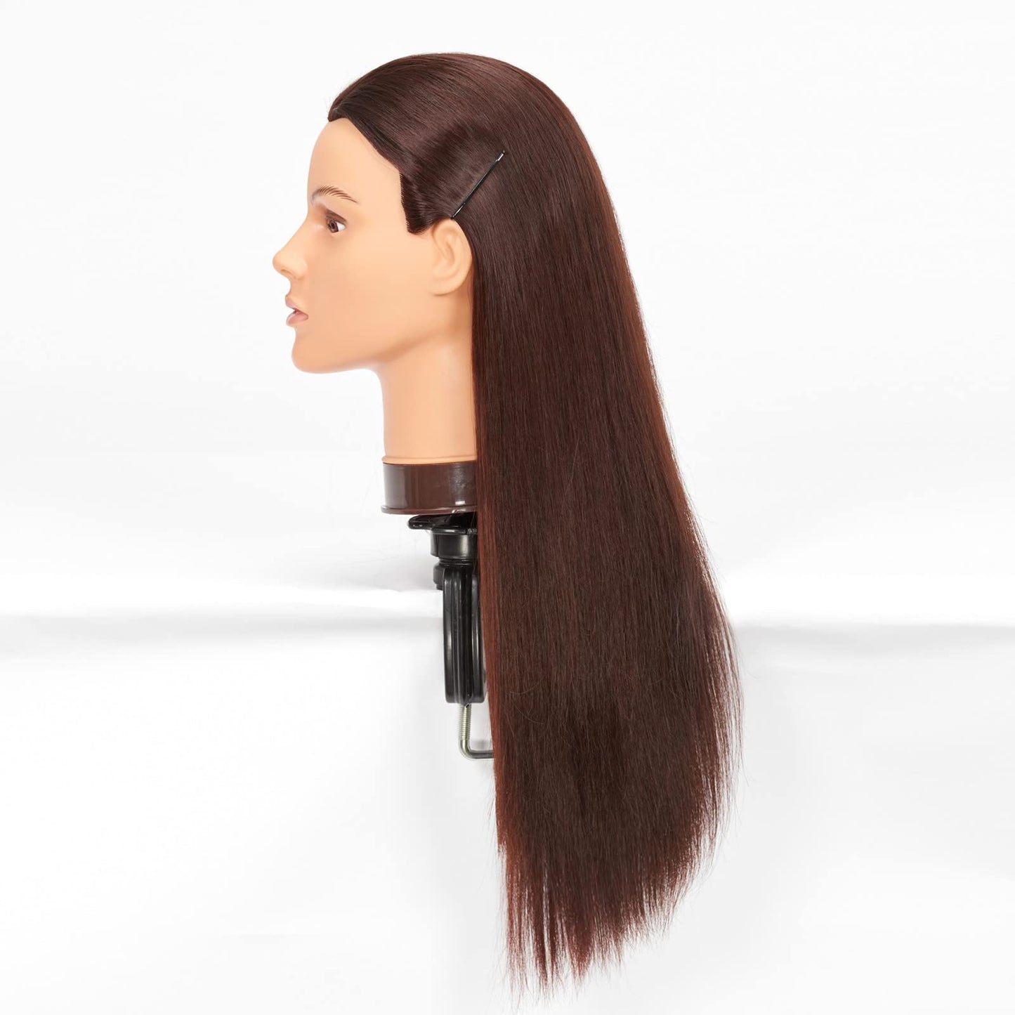 White Smoke Hairlink 26-28'' Mannequin Head Yaki Synthetic Fiber Hair Styling Training Head Dolls for Cosmetology Manikin Maniquins Practice Head with Stand (9926LB0420)