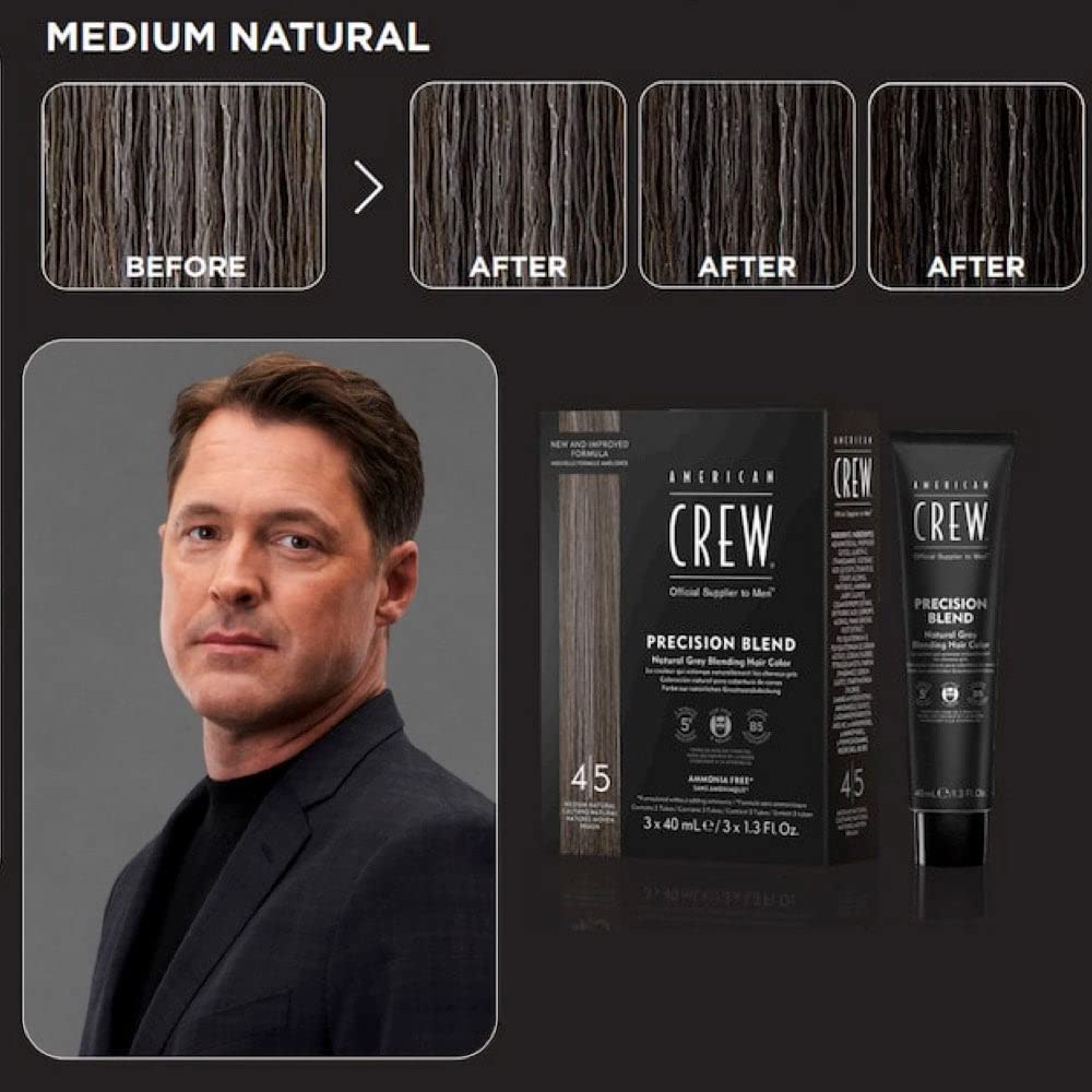 Dark Slate Gray American Crew Men's Temporary Hair Color, Temporary Hair Dye, Natural Gray Coverage, Mednatural, 1.35 Fl Oz