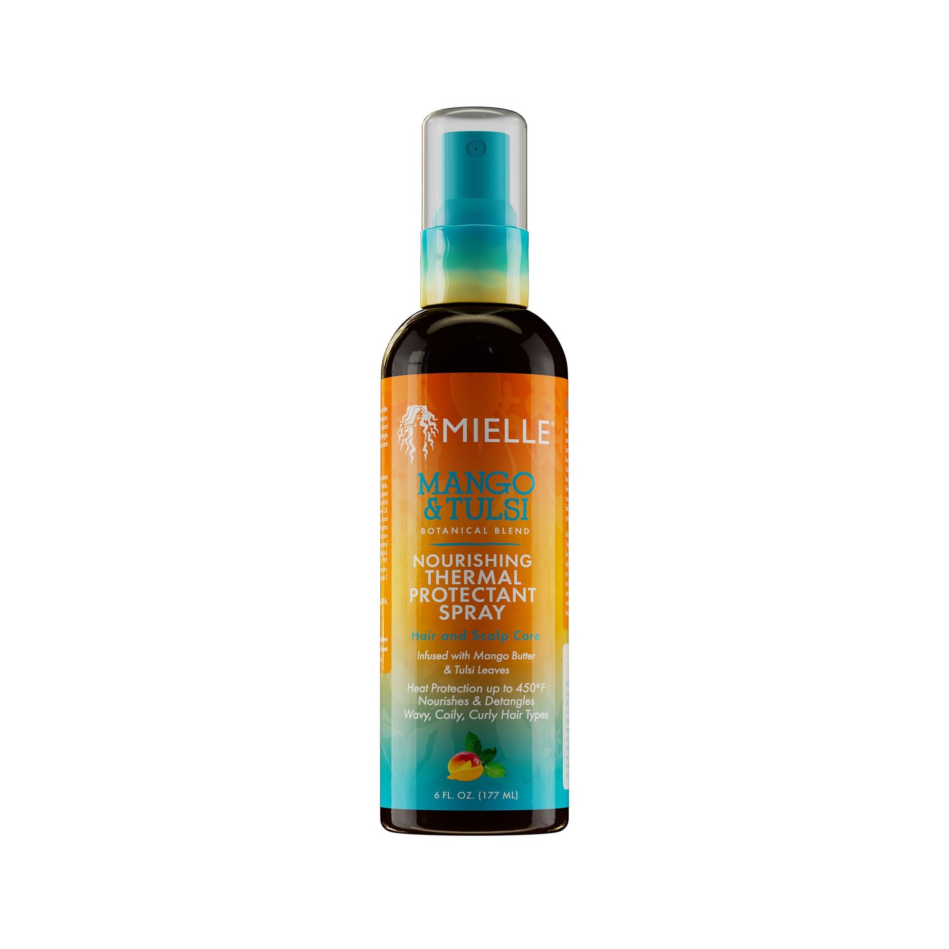 White Smoke Mielle Organics Nourishing Thermal Heat Protectant Spray - Heat Protection Spray for Hair to Detangle, Nourish & Protect - Shields Hair from Blow Outs & Styling Tools (6 Fl Oz)