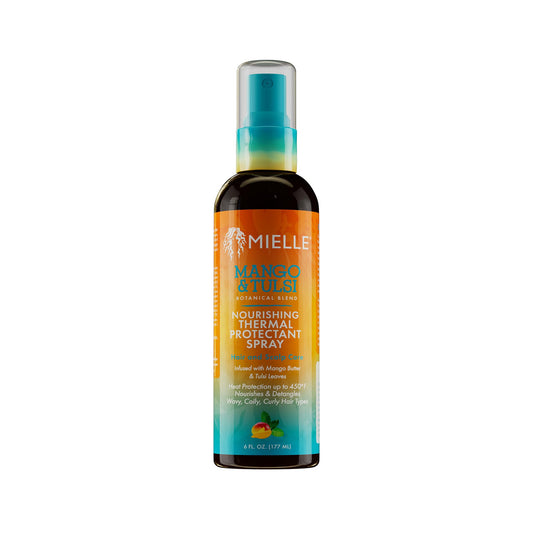 White Smoke Mielle Organics Nourishing Thermal Heat Protectant Spray - Heat Protection Spray for Hair to Detangle, Nourish & Protect - Shields Hair from Blow Outs & Styling Tools (6 Fl Oz)