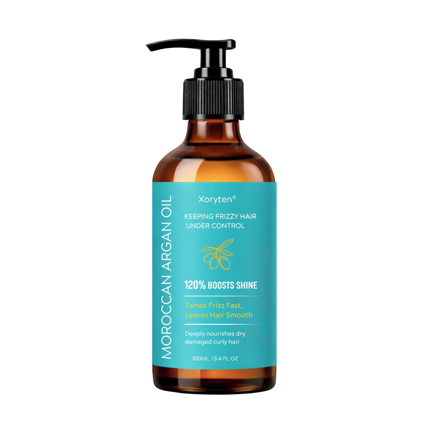 White Smoke XORYTEN Moroccan Argan Oil – Nourishing & Smoothing Hair Oil for Frizzy, Curly, Long, Dry & Damaged Hair – Moroccan Hair Oil Treatment for Frizz Control & Heat Protection – 100ML/3.4 Fl Oz (Argan)