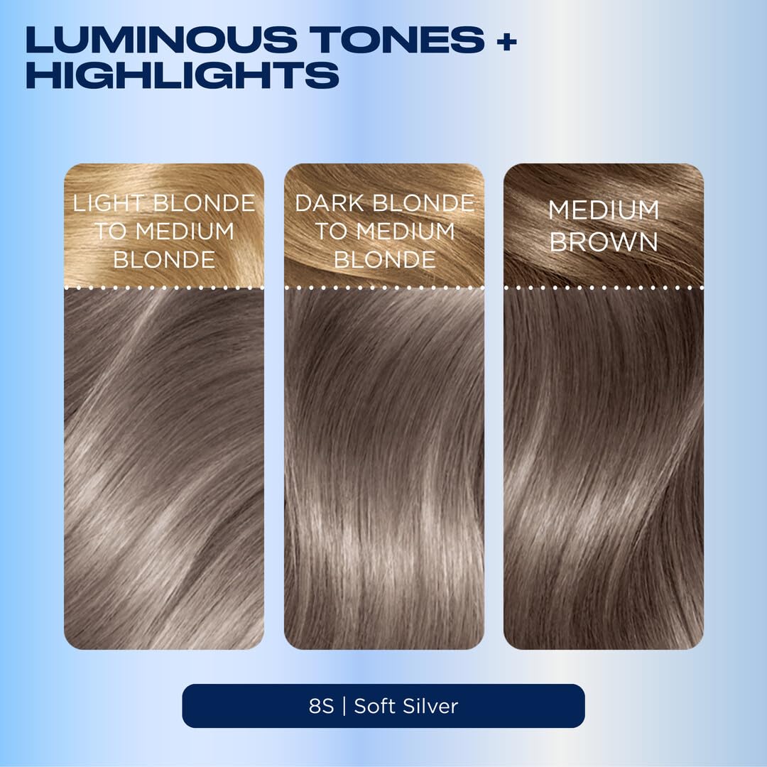 Lavender Clairol Nice'n Easy Permanent Hair Dye, 8S Soft Silver Hair Color, Pack of 1 - Packaging May Vary