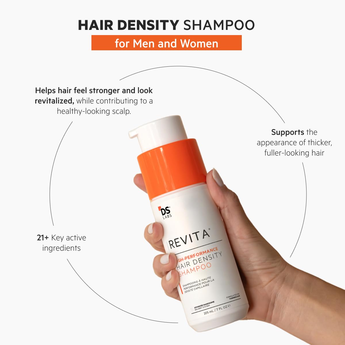 White Smoke DS Labs For Men & Women Revita Shampoo - Scalp Refreshing Cleanse for Fuller Looking, Volumizing, Lightweight Hydration, Sulfate & Silicone Free, Color Safe, 205 mL
