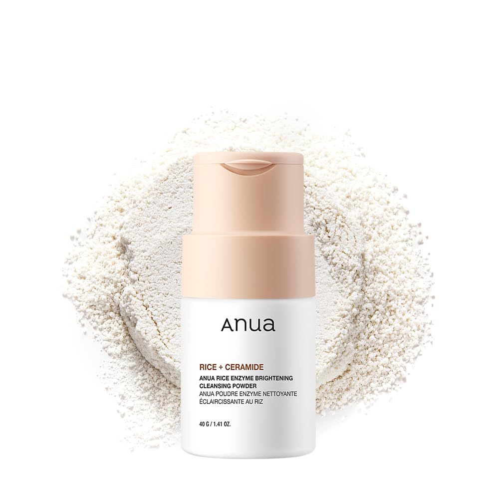 White Smoke ANUA Rice Enzyme Brightening Cleansing Powder, Exfoliating Powder-to-Foam Cleanser, Smooth Texture & Clarity, Hydrating & Gentle Formula, Korean Skincare,1.41 fl.oz