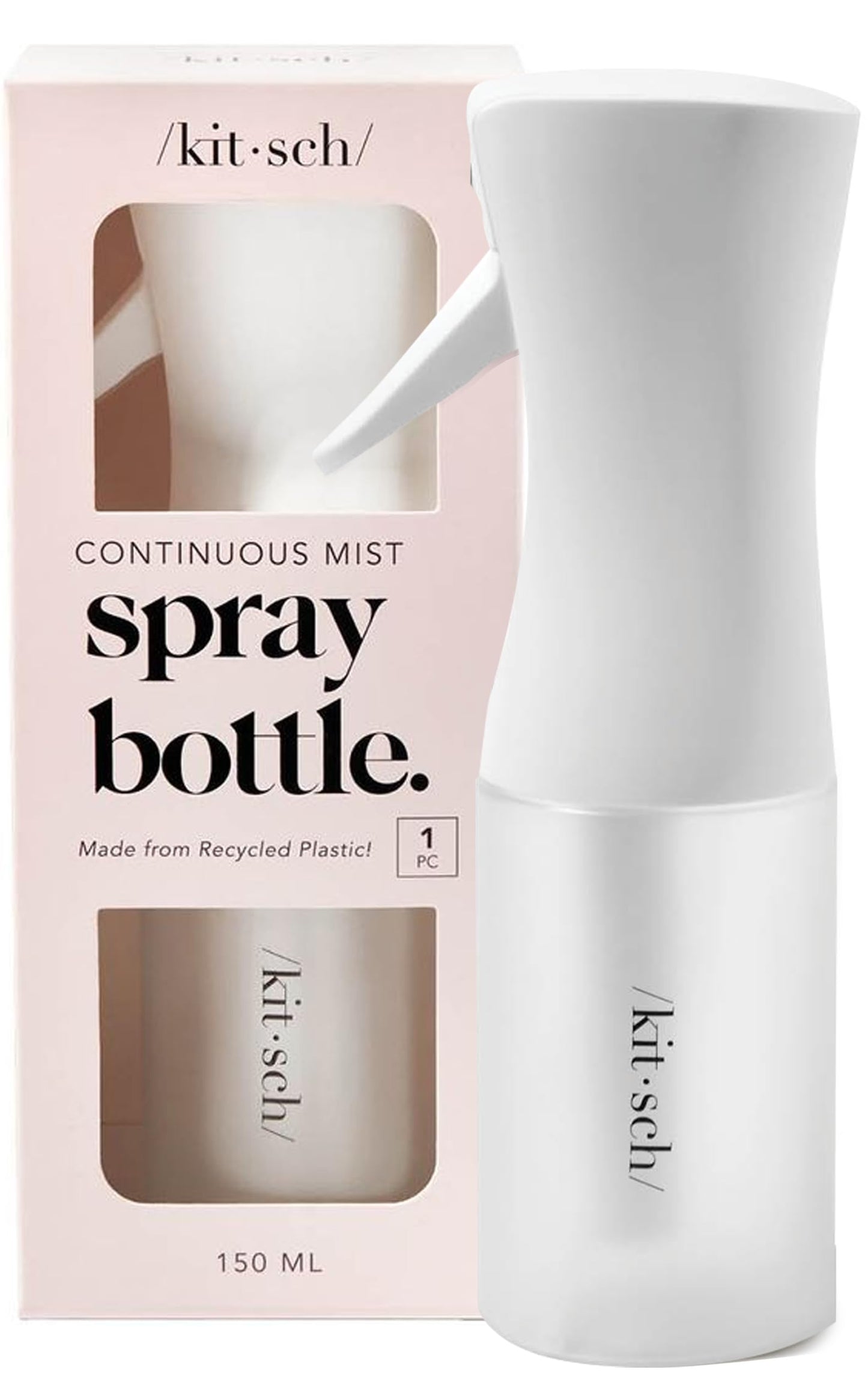 Lavender Kitsch Continuous Spray Bottle for Hair – Fine Mist Water Mister & Water Spray Bottle – Recycled Hair Spray Bottle – Spray Bottles for Cleaning, Styling, Plants & More – White, 150ml